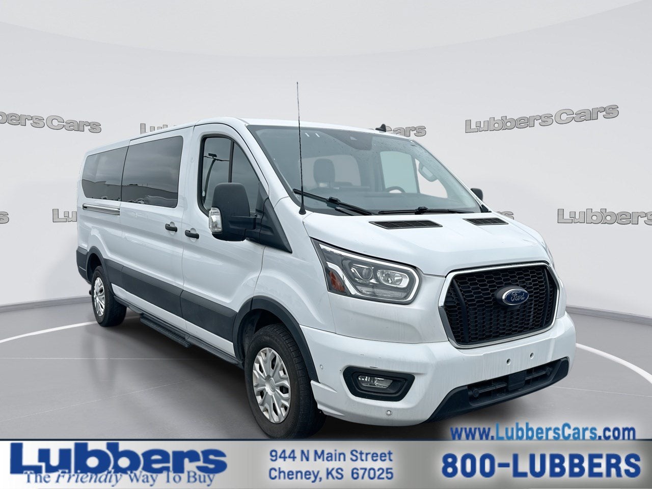 2023 Ford Transit Passenger Wagon XLT in Oxford White — front three-quarter view