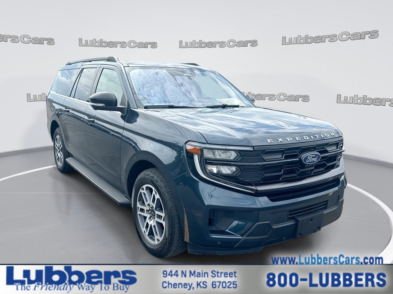 2025 Ford Expedition Max Active in Stone Blue Metallic — front three-quarter view