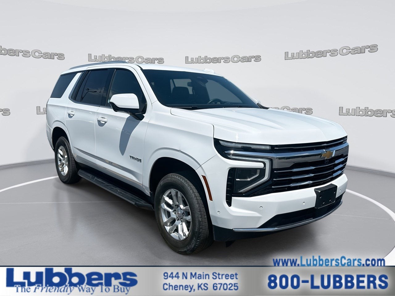 2025 Chevrolet Tahoe LT in Summit White — front three-quarter view