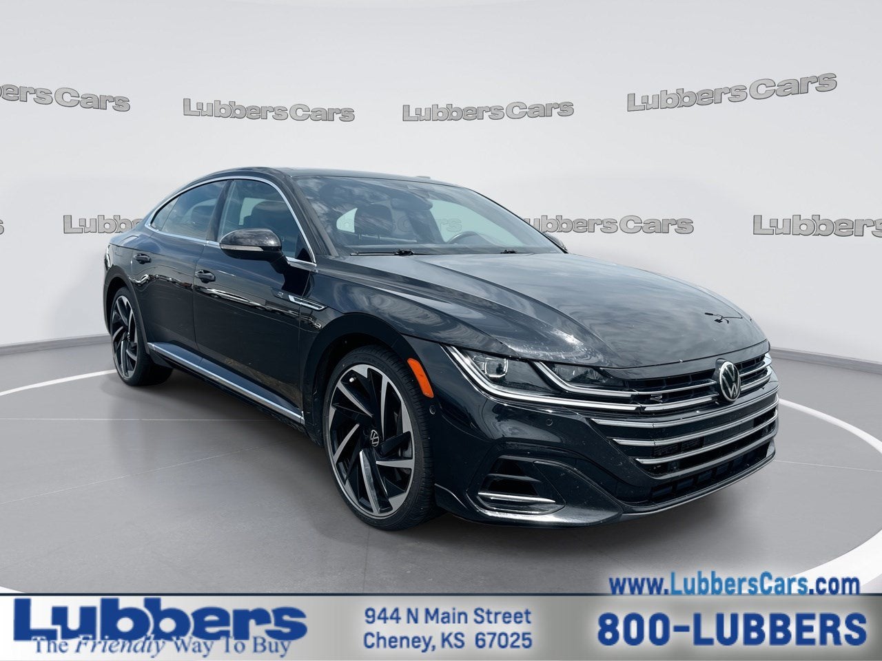 2023 Volkswagen Arteon SEL Premium R-Line in Deep Black Pearl — front three-quarter view